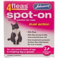 Johnson's Veterinary 4fleas 80mg Spot-On Solution for Cats - 2 Pipettes