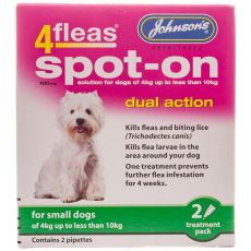 Johnson's Veterinary 4fleas 100mg Spot-On Solution for Small Dogs 4-10kg - 2 Pipettes