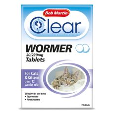 Bob Martin Clear 2 in 1 Wormer Tablets for Cats & Kittens - 2 Tablets