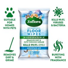 Zoflora Biodegradable Antibacterial Floor Wipes - Pets (15s)