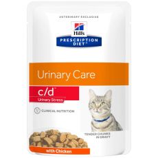 Hills Feline C/D Urinary Stress Food 4x12x85g Pouches (Chicken)  CURRENTLY OUT OF STOCK