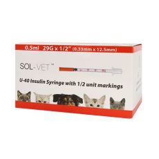 Sol-Vet Insulin 0.5ml Syringe U40 29g x 1/2" 100's