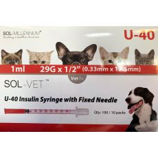 Sol-Vet Insulin 1ml Syringe  U40 29g x 1/2" 100's
