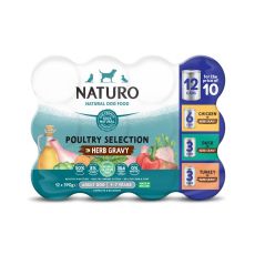 Naturo Grain & Gluten Free Wet Adult Dog Food - Poultry Selection in Herb Gravy (12 x 390g)