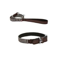Rosewood Dog Collar - Brown Houndstooth (12-16")