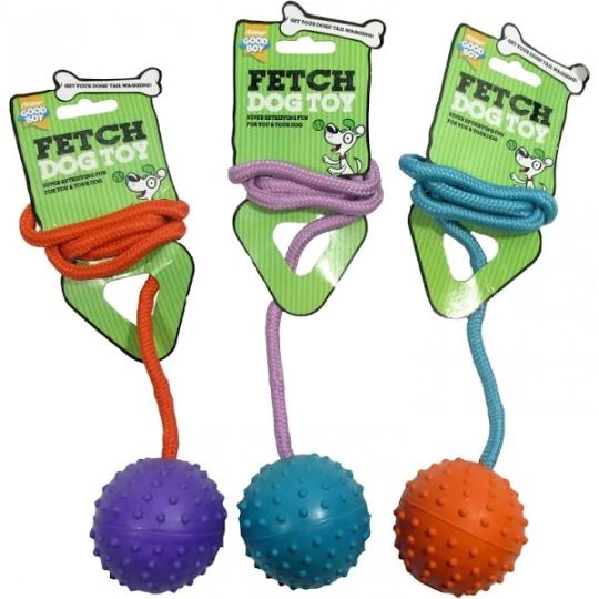 Rubber ball on sales rope dog toy