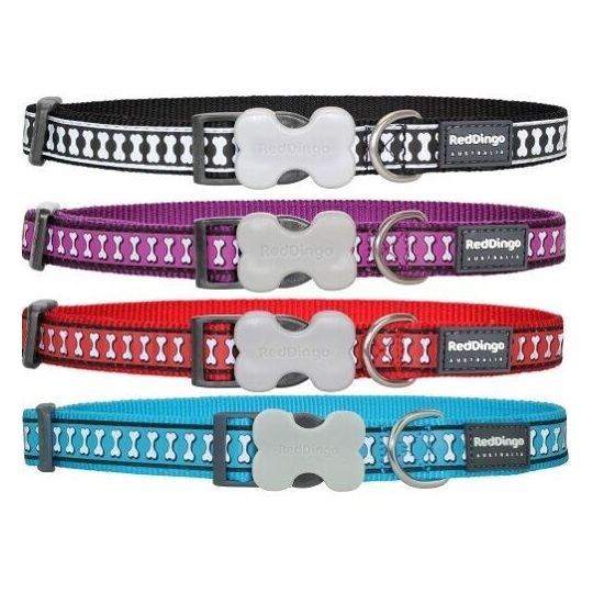 Red Dingo Reflective Dog Collar Extra Small Dogs